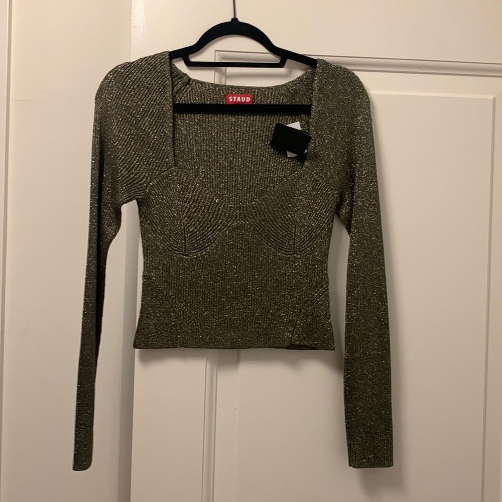 NWT Staud Cerro Metallic Knit Top